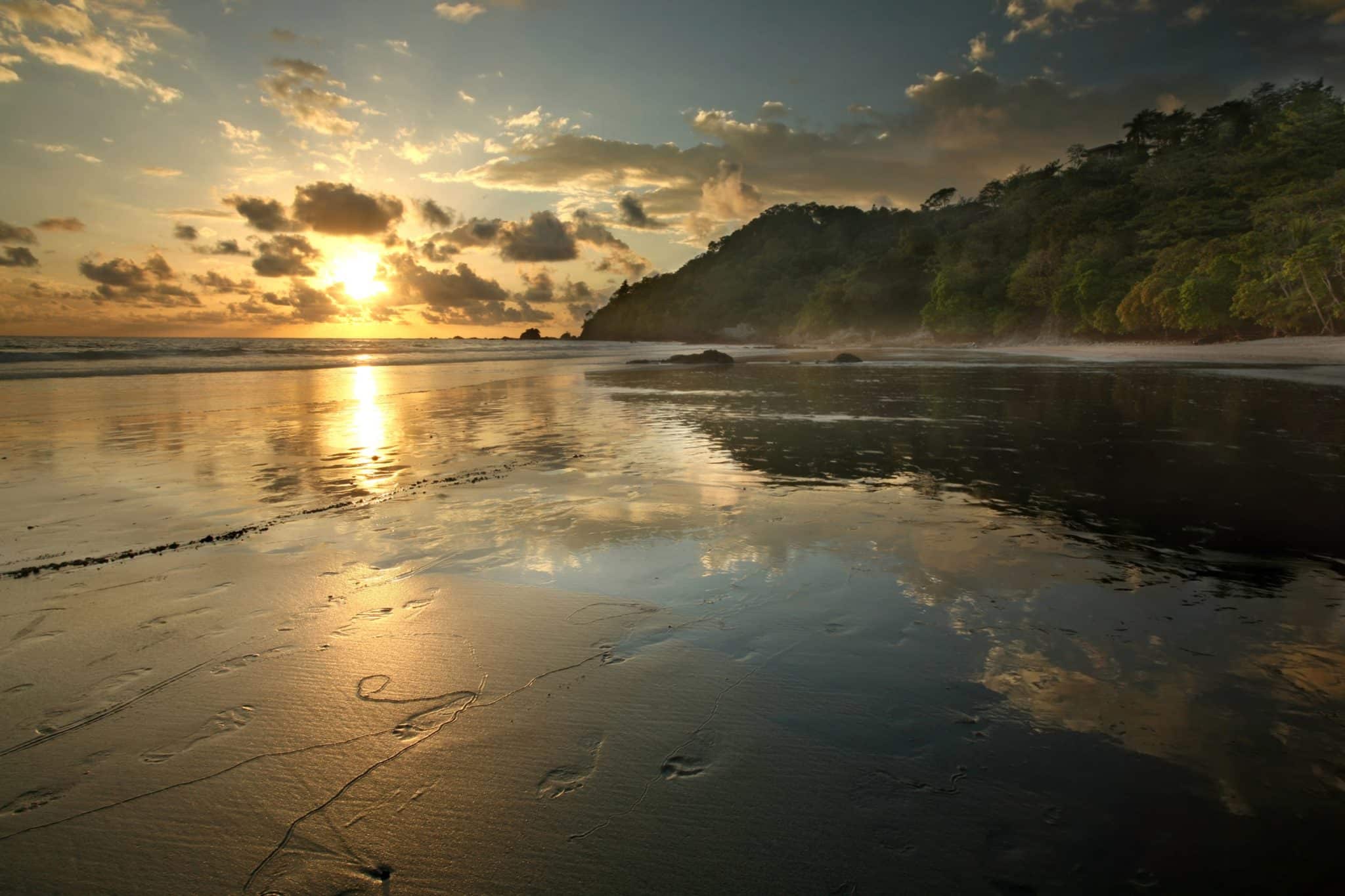 sunset on beach in Costa Rica